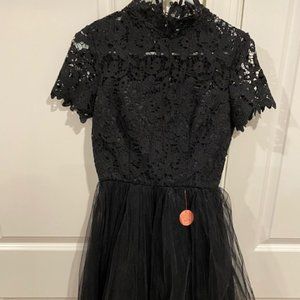 NWT Chi Chi London Black lace and Tulle Dress